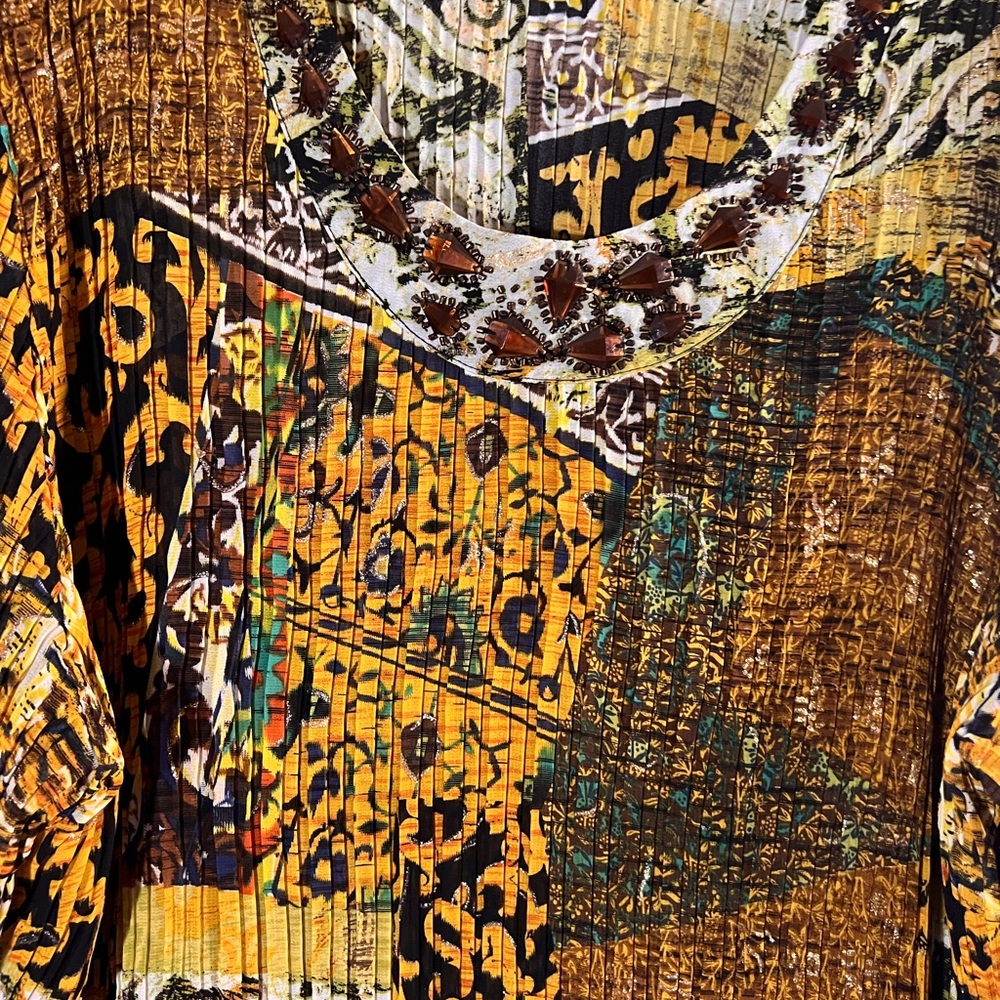 Avenue Multicolor Patchwork Blouse With Rhineston… - image 4